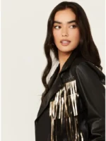 Womens Thunderbird Fringe Leather Jacket