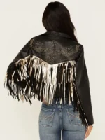 Womens Thunderbird Fringe Leather Jacket