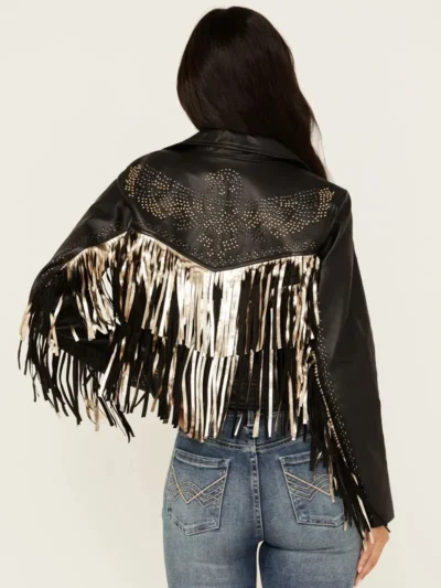 Womens Thunderbird Fringe Leather Jacket