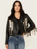 Womens Thunderbird Fringe Leather Jacket