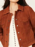 Womens Brown Fringe Suede Jacket