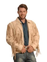Liberty Wear Men's Fringed Leather Jacket - cream