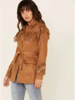 Womens Brown Leather Fringe Jacket