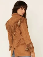 Womens Brown Leather Fringe Jacket