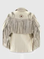 white suede fringe leather jacket back side