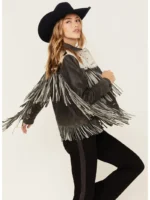 STS Ranchwear Women's Frontier Blackstone Cowhide and Fringe Leather Jacket