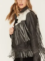 STS Ranchwear Women's Frontier Blackstone Cowhide and Fringe Leather Jacket