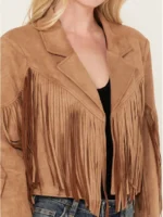 Cropped Fringe Suede Leather Jacket