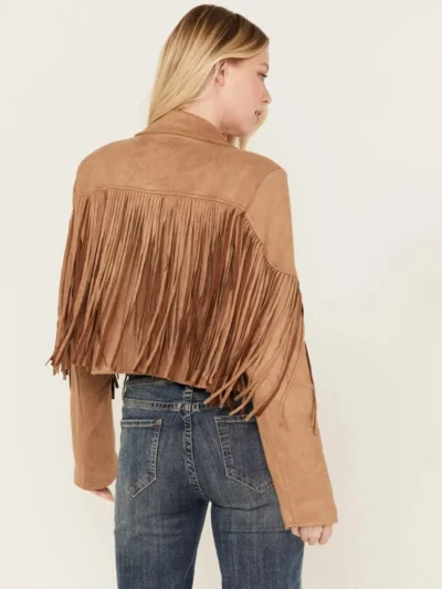 Cropped Fringe Suede Leather Jacket