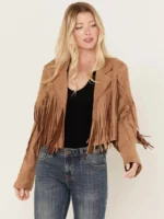 Cropped Fringe Suede Leather Jacket