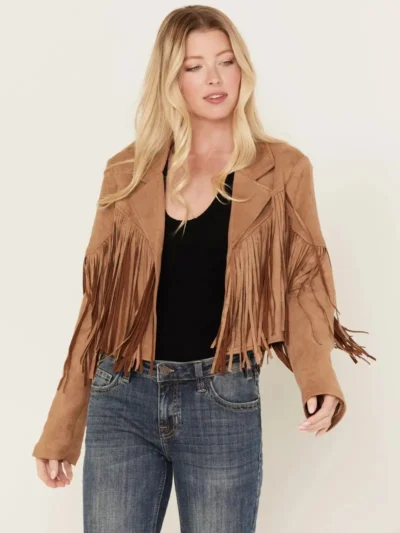Cropped Fringe Suede Leather Jacket