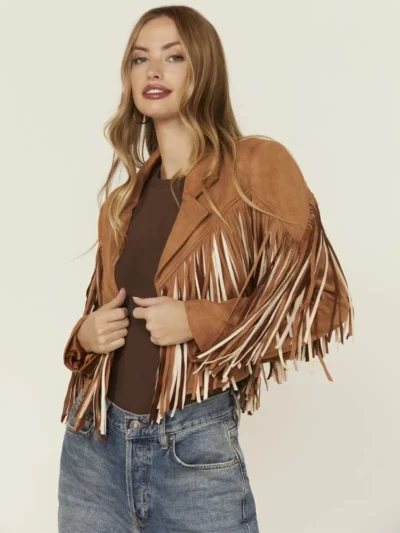 Saints Womens Fringe Leather Jacket