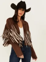 Womens Brown Fringe Leather Jacket