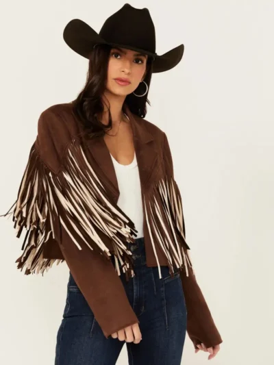 Womens Brown Fringe Leather Jacket