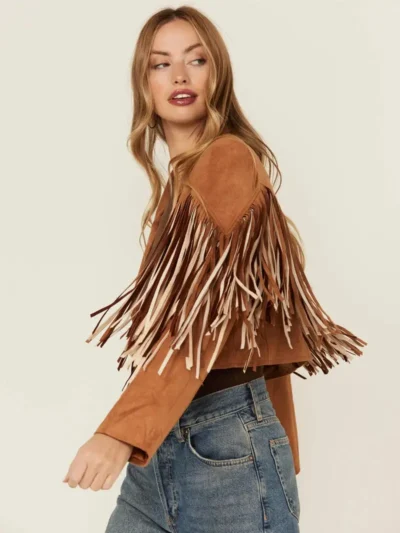 Saints Womens Fringe Leather Jacket