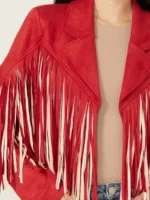 Womens Red Fringe Leather Jacket