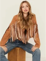 Saints Womens Fringe Leather Jacket