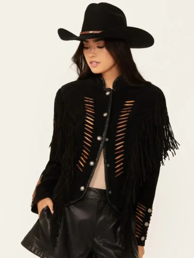Scully Womens Beaded Fringe Jacket