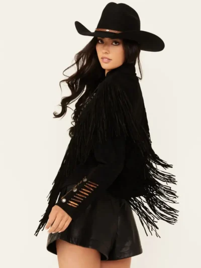 Scully Womens Beaded Fringe Jacket