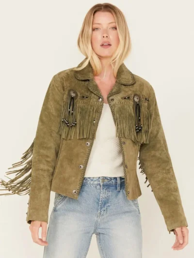 Womens Fringe and Beaded Jacket