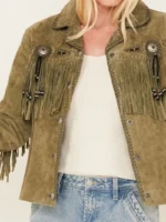 Womens Fringe and Beaded Jacket