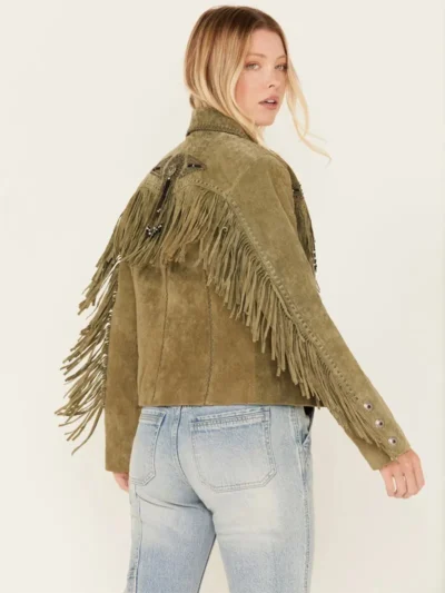 Womens Fringe and Beaded Jacket