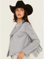 Womens Suede Leather Fringe Jacket