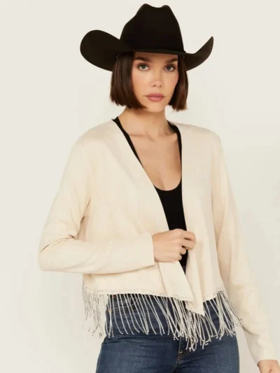 Womens Crop Fringe Leather Jacket