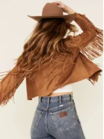 Womens Western Fringe Suede Leather Jacket