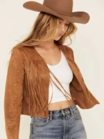 Womens Western Fringe Suede Leather Jacket
